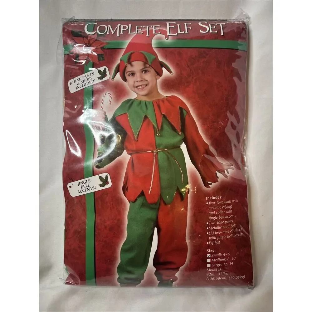 Complete ELF Set Child Small 4-6‎ Christmas Holiday Costume Red Green NEW